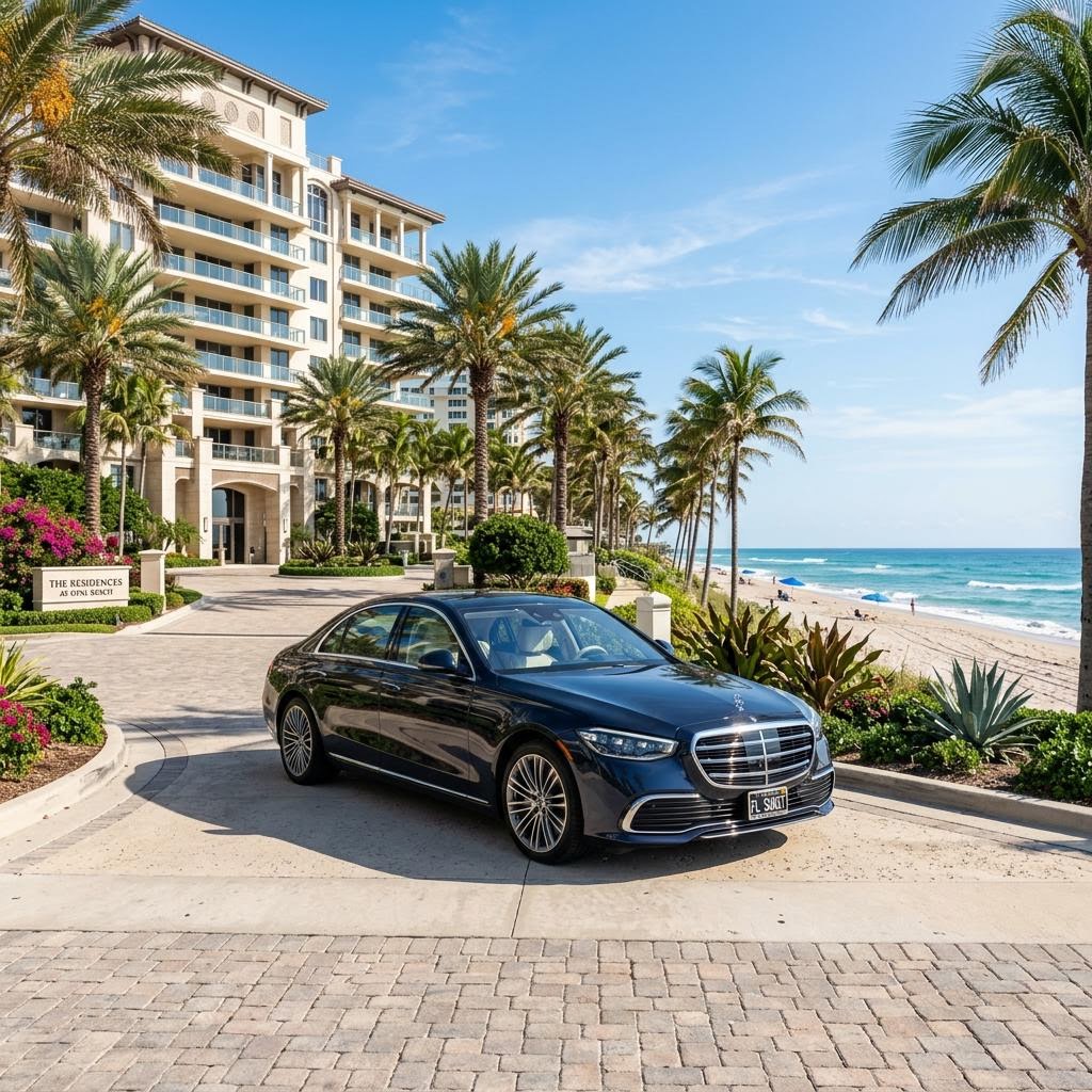 Luxury vehicle parked near coastal water