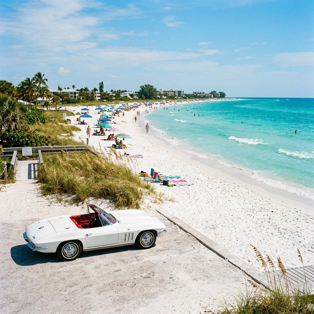 Coastal road vehicle driving in Florida