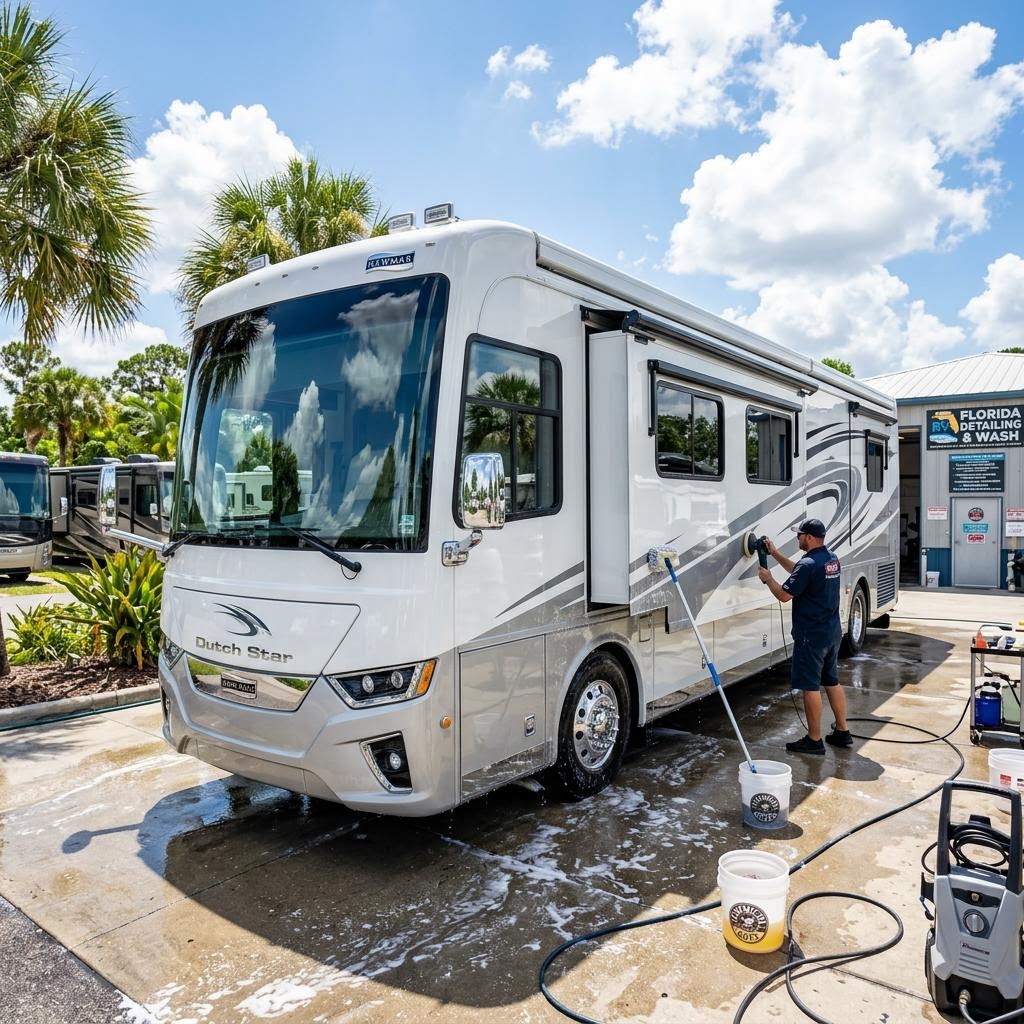 Professionally washed and detailed RV in Sarasota FL